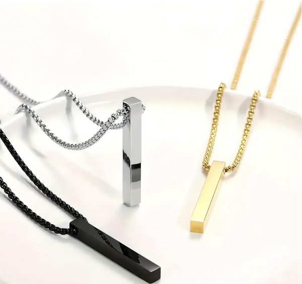 Stainless Steel Rectangular Black Necklace