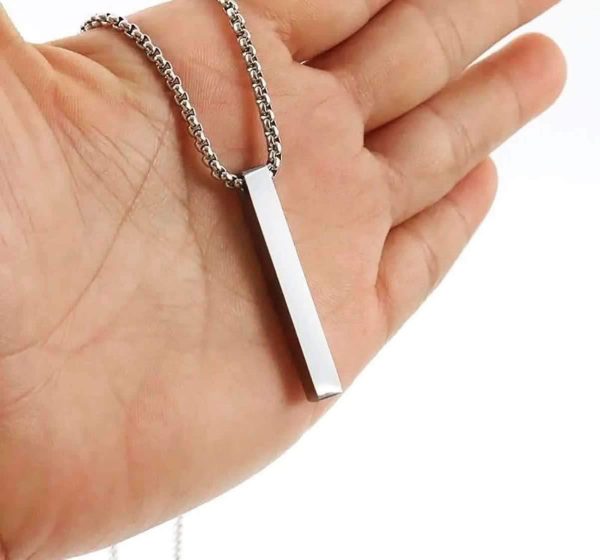 Stainless Steel Rectangular Black Necklace - Image 2