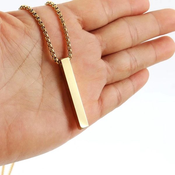 Stainless Steel Rectangular Black Necklace - Image 4