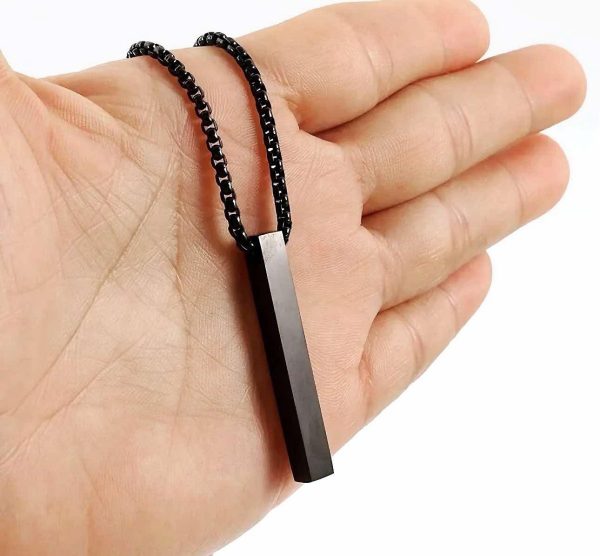 Stainless Steel Rectangular Black Necklace - Image 3