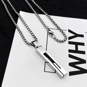 Necklace Stainless Steel Square Cut Bar Necklace