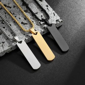 Stainless Steel Glossy Geometric Bar Necklace